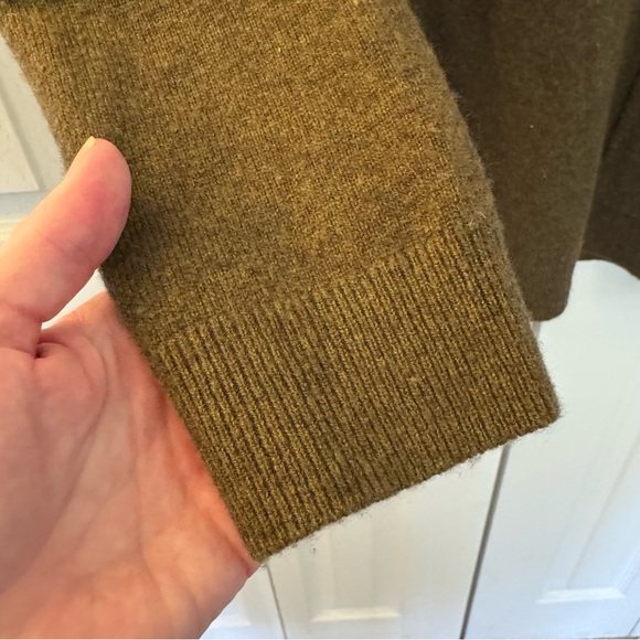 Women's Garnet Hill Sylvie Cashmere Cowl Neck Sweater, Olive Green, Size L - Picture 7 of 10